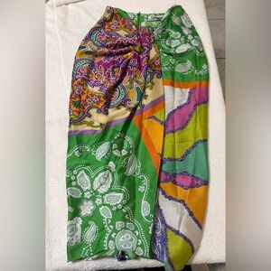 Zara Multicolor Paisley Scarf midi skirt